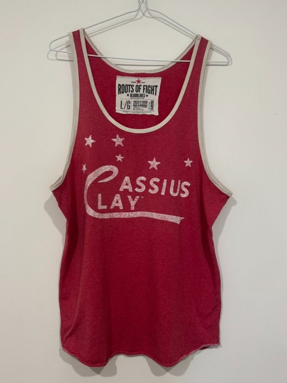 Roots of Fight Cassius Clay Tank Top Sleeveless Shirt Size L Red White